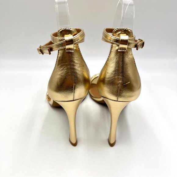 Chinese Laundry Womens Size 8 Gold Vegan Leather Dress‎ Sandals Heels Shoes - Picture 7 of 15